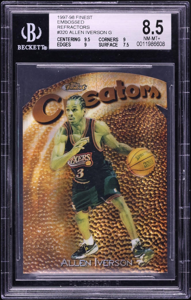 1997 Finest Creators Gold Embossed Refractor Die-Cut Allen Iverson /74 #320 BGS 8.5 NM-MT+