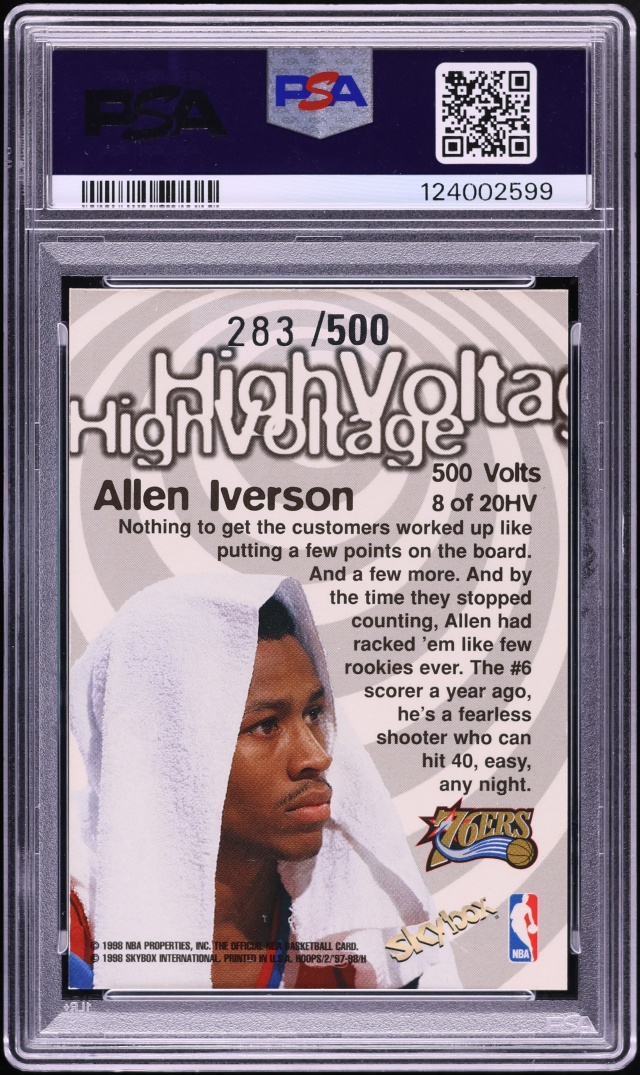 1997 Hoops High Voltage Allen Iverson /500 #8 PSA 6 EXMT - Photo 2