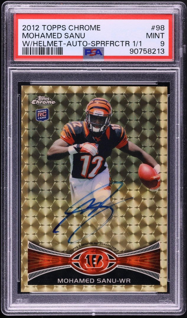 2012 Topps Chrome w/ Helmet Superfractor Mohamed Sanu ROOKIE AUTO 1/1 #98 PSA 9 MINT
