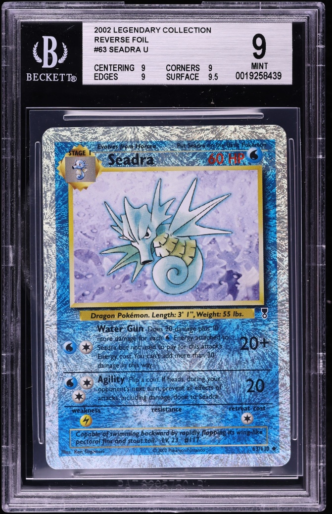 2002 Pokemon Legendary Collection Reverse Holo Seadra #63 BGS 9 MINT