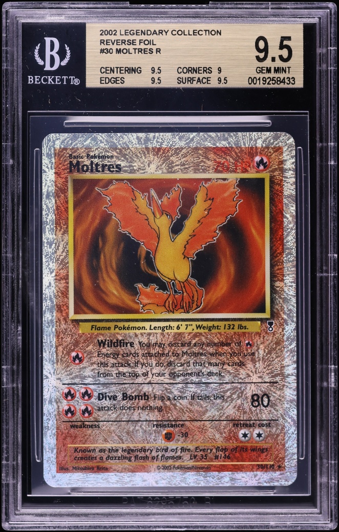 2002 Pokemon Legendary Collection Reverse Holo Moltres #30 BGS 9.5 GEM MINT