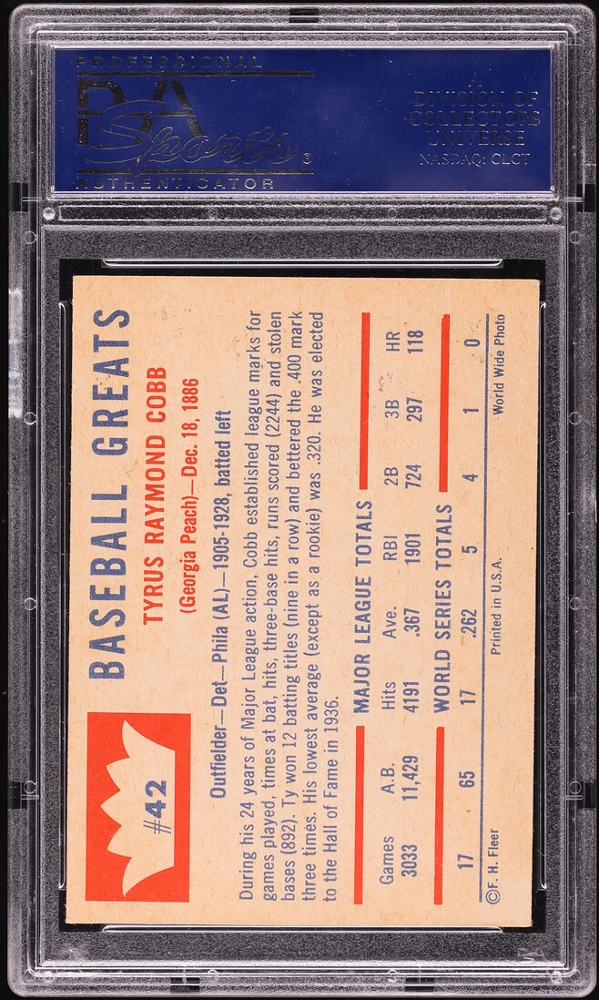 1960 Fleer Ty Cobb #42 PSA 8 NM-MT