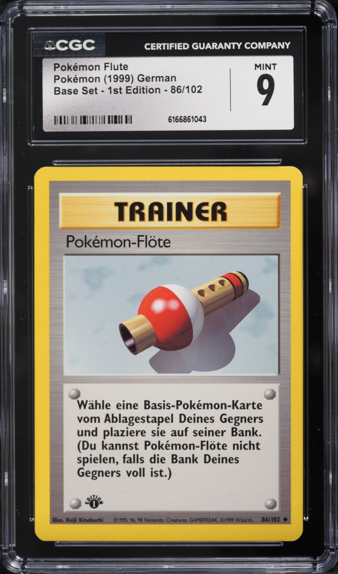 1999 Pokemon German Base Set 1st Edition Pokemon Flute #86 CGC 9 MINT