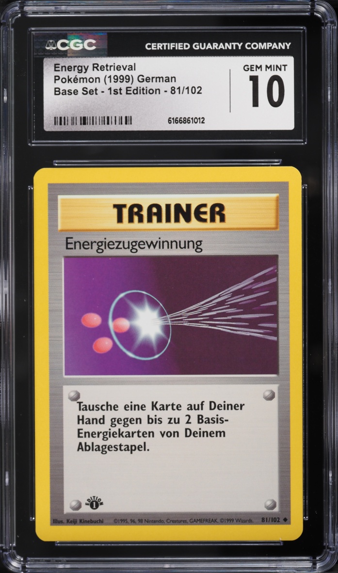 1999 Pokemon German Base Set 1st Edition Energy Retrieval #81 CGC 10 GEM MINT