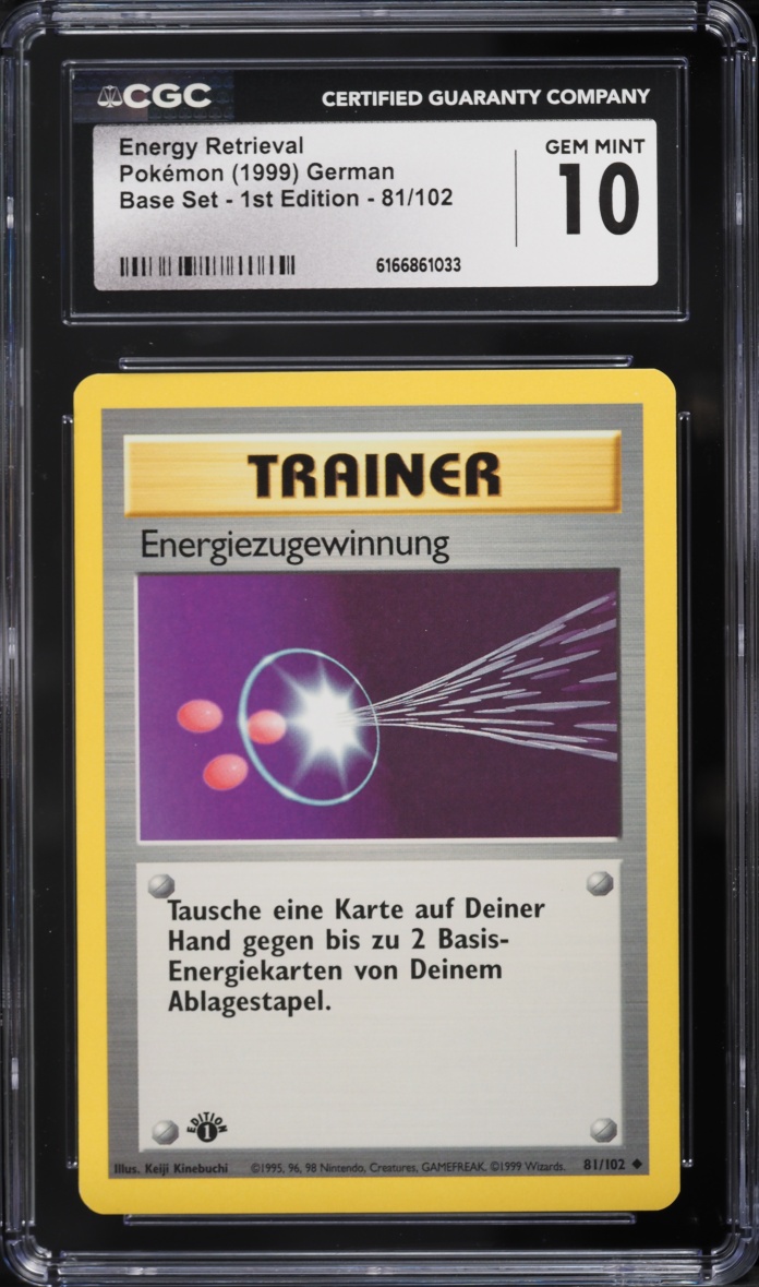 1999 Pokemon German Base Set 1st Edition Energy Retrieval #81 CGC 10 GEM MINT