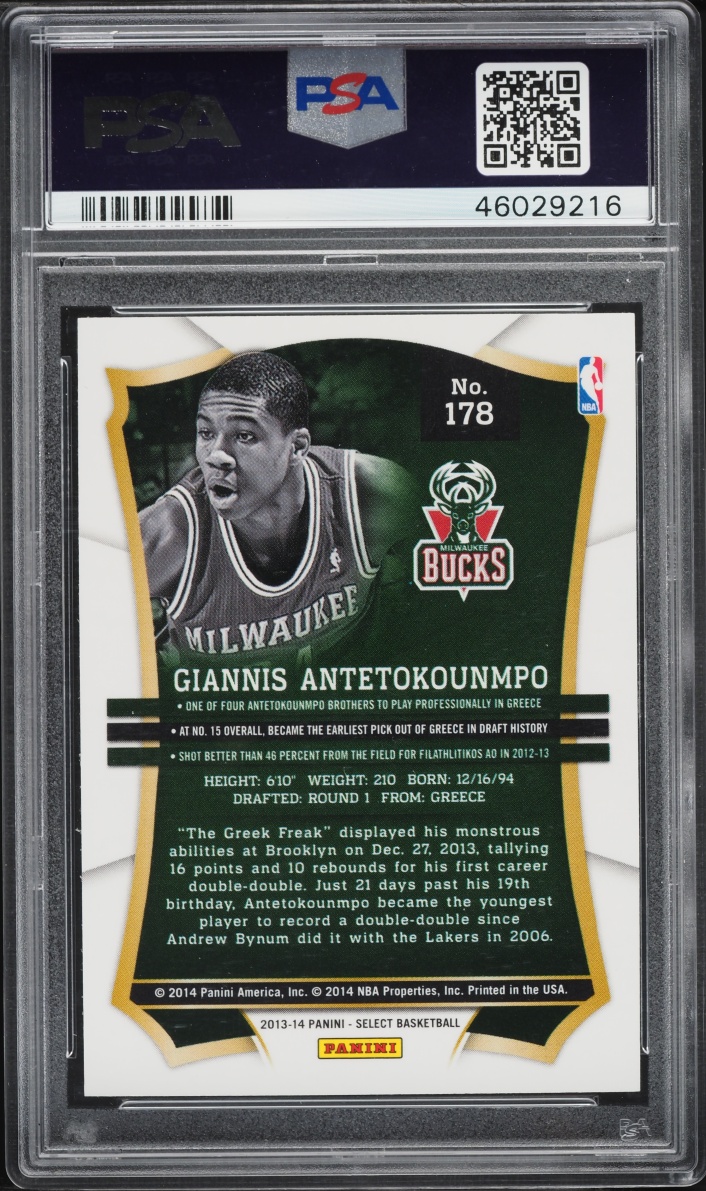 2013 Select Basketball Giannis Antetokounmpo ROOKIE #178 PSA 10 GEM MINT