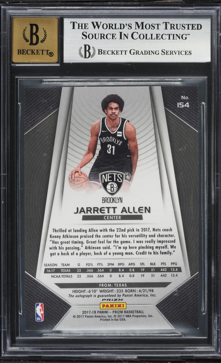 2017 Panini Prizm Jarrett Allen ROOKIE AUTO #154 BGS 9 MINT