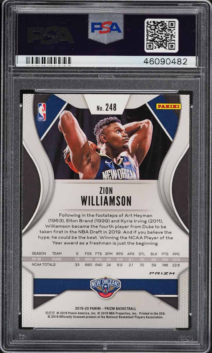 2019 Panini Prizm Red Ice Zion Williamson ROOKIE #248 PSA 9 MINT