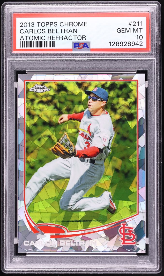 2013 Topps Chrome Atomic Refractor Carlos Beltran ROOKIE 1/10 #211 PSA ...