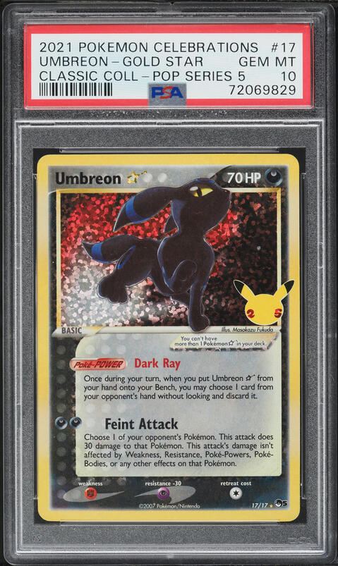 2021 Pokemon Sword & Shield Celebrations Holo Umbreon Gold Star