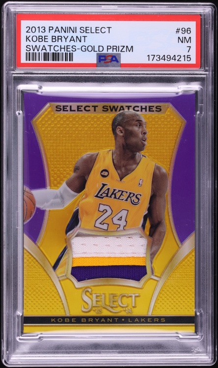 2013 Select Swatches Gold Prizm Kobe Briant PATCH /10 #96 PSA 7 NRMT