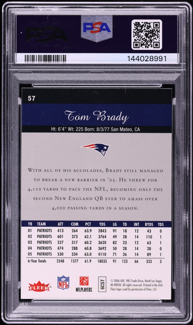 2006 Flair Showcase Tom Brady #57 PSA 9 MINT
