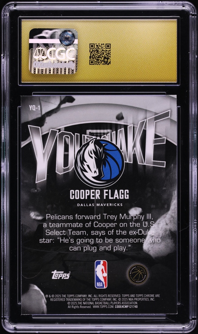 2025 Topps Chrome Youthquake Cooper Flagg ROOKIE #YQ-1 CGC 10 PRISTINE