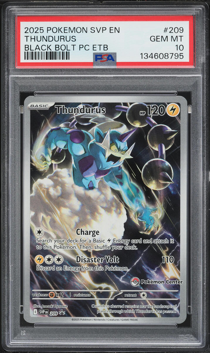 2025 Pokemon Scarlet & Violet Black Star Promo Black Bolt Center ETB Thundurus #209 PSA 10 GEM