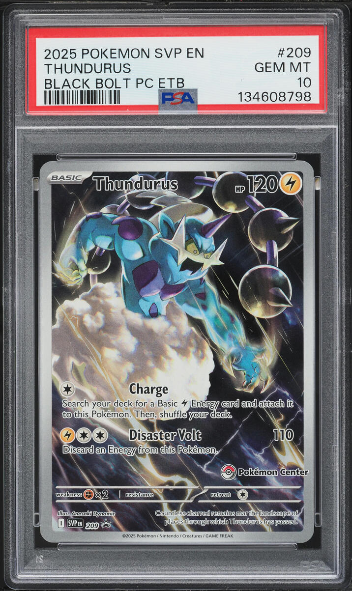 2025 Pokemon Scarlet & Violet Promo Black Bolt Center ETB Full Art Thundurus #209 PSA 10 GEM