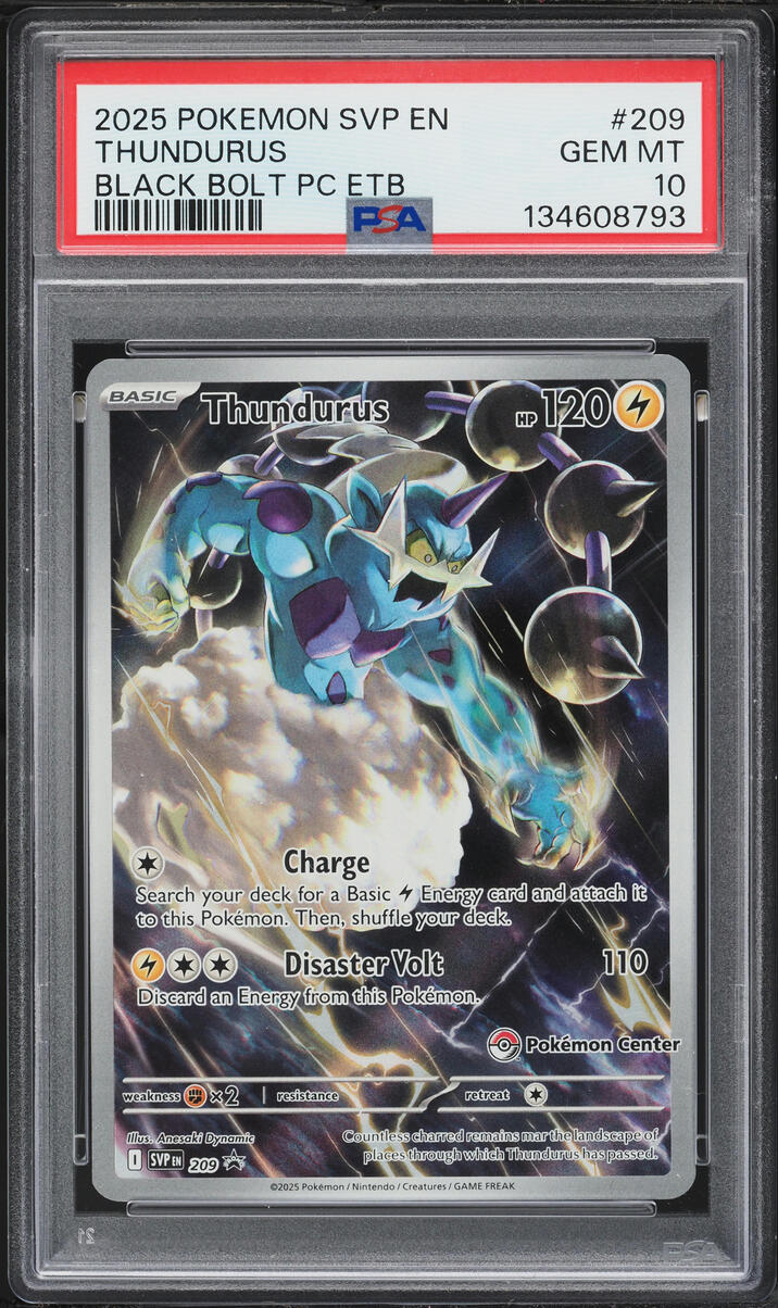 2025 Pokemon Scarlet & Violet Promo Black Bolt Center ETB Full Art Thundurus #209 PSA 10 GEM