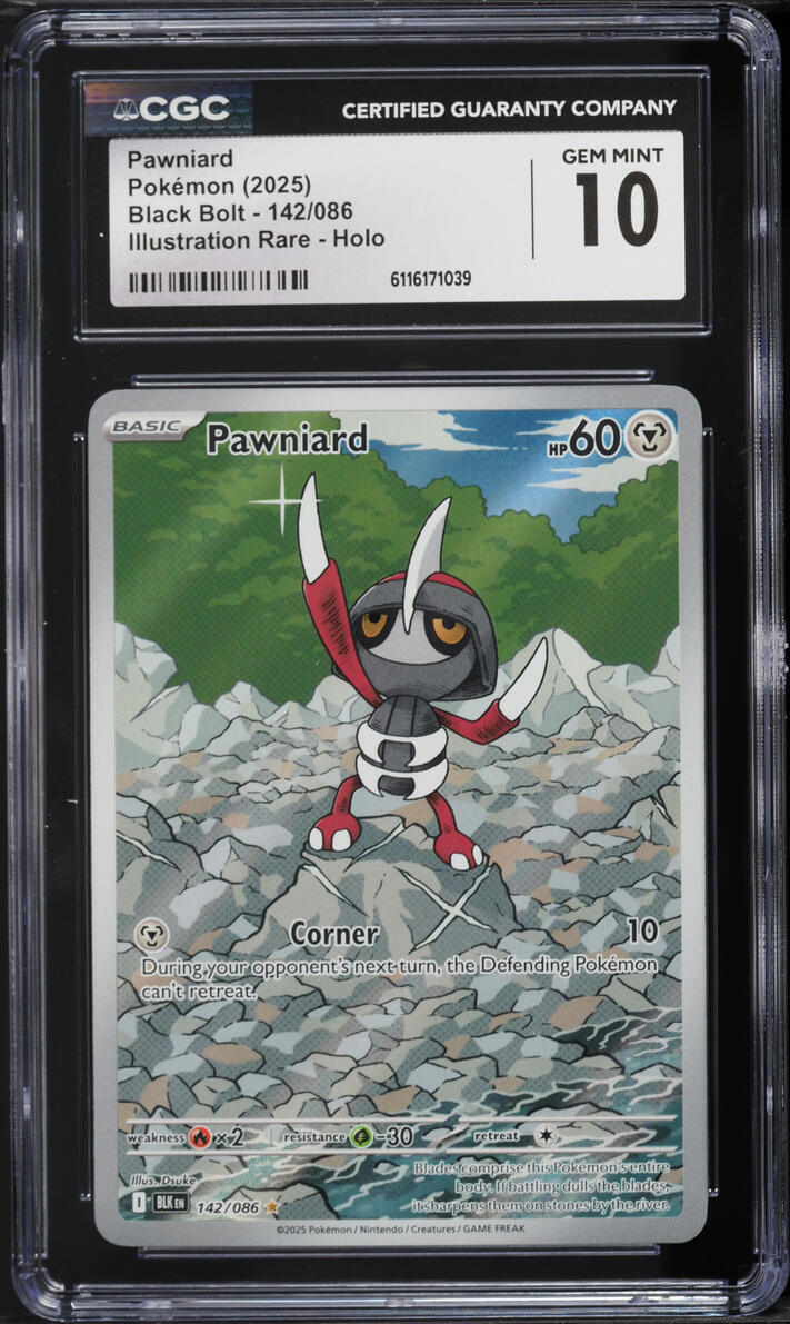 2025 Pokemon Scarlet & Violet Black Bolt IR Pawniard #142 CGC 10 GEM MINT