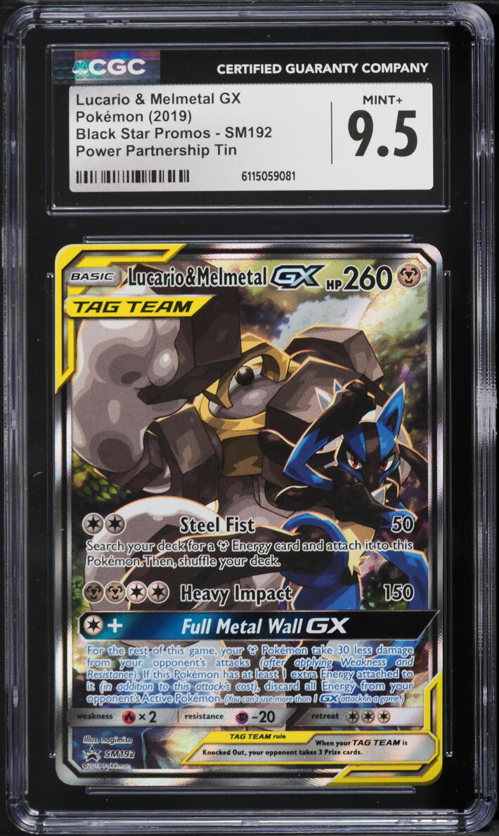 2019 Pokemon Sun & Moon Promo Power Partnership Tin Lucario & Melmetal GX #SM192 CGC 9.5 MINT+