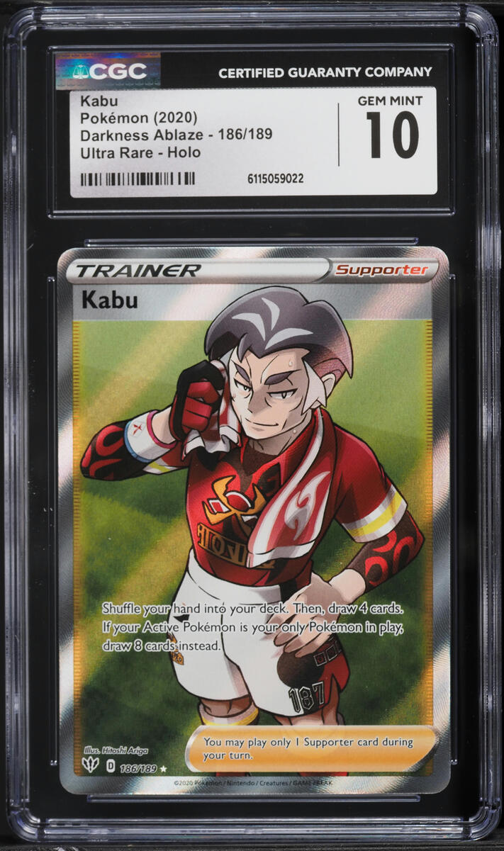 2020 Pokemon Sword & Shield Darkness Ablaze Full Art Kabu #186 CGC 10 GEM MINT