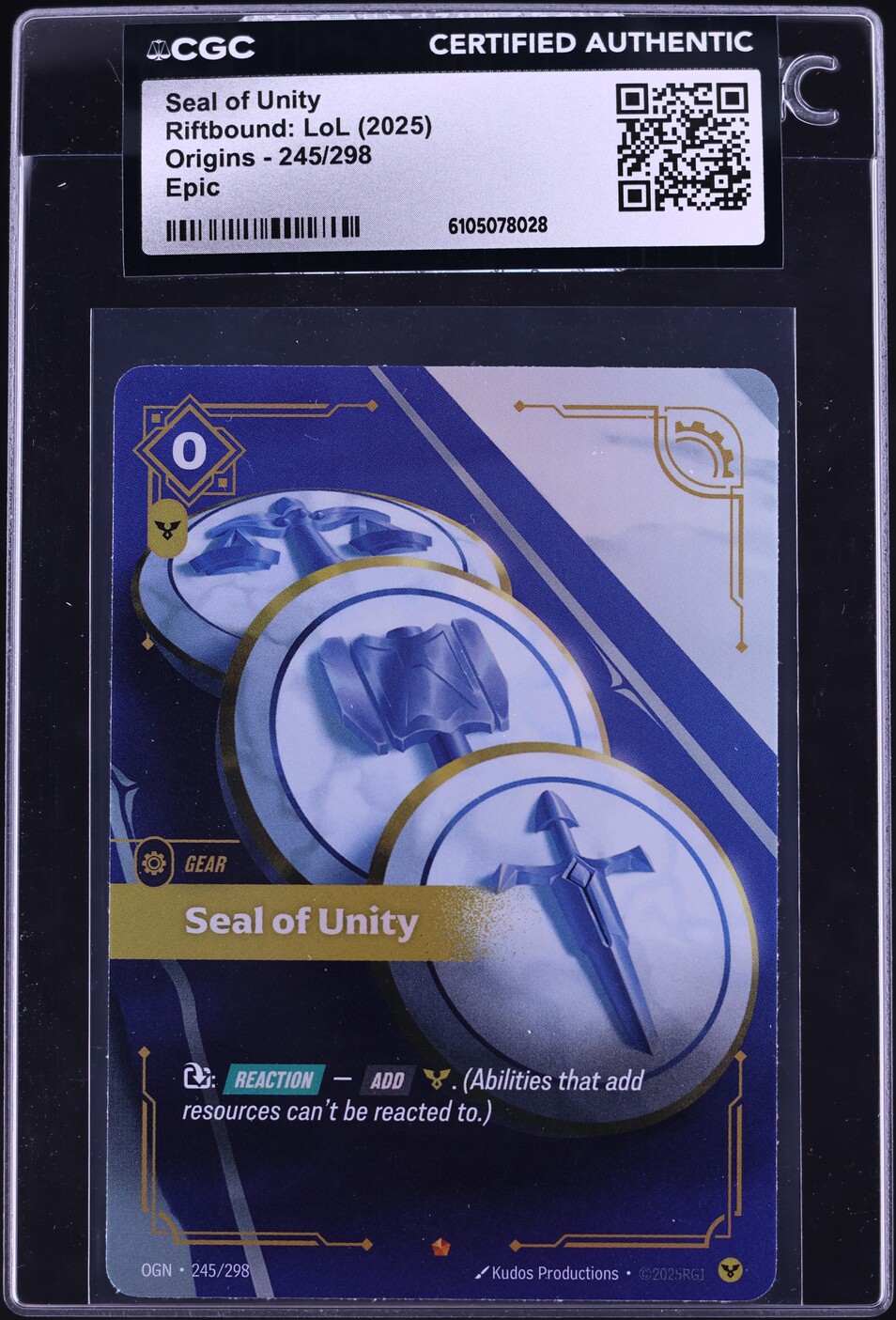 2025 Riftbound League Of Legends Origins Seal Of Unity #245 CGC AUTH on ...