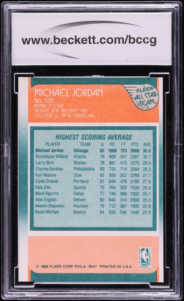 1988 Fleer Basketball Michael Jordan ALL-STAR  #120 BCCG 9