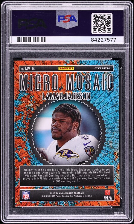 2023 Panini Mosaic Micro Lamar Jackson #MM-14 PSA 10 GEM MINT