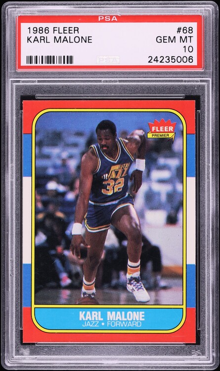 1986 Fleer Basketball Karl Malone ROOKIE #68 PSA 10 GEM MINT