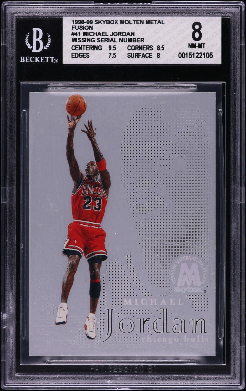 1998 Skybox Molten Metal Fusion Michael Jordan MISSING SERIAL #41 BGS 8 NM-MT