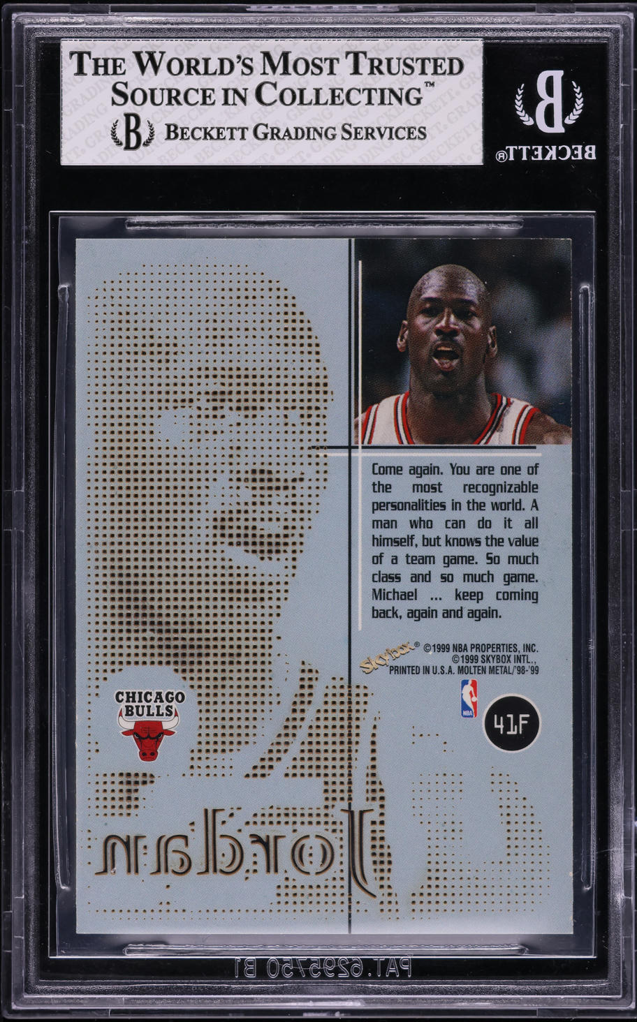 1998 Skybox Molten Metal Fusion Michael Jordan MISSING SERIAL #41 BGS 8 NM-MT