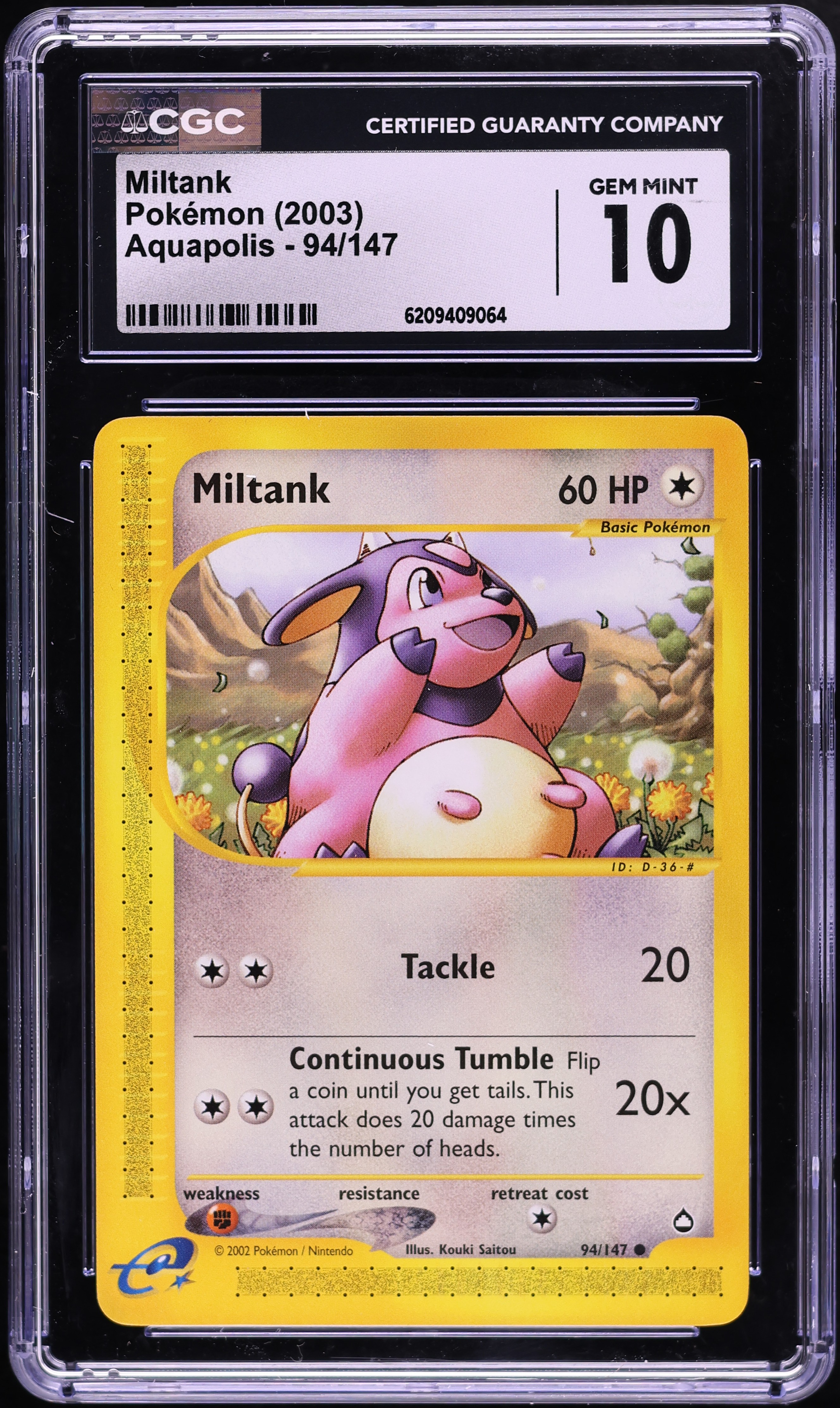 2003 Pokemon Aquapolis Miltank #94 CGC 10 GEM MINT