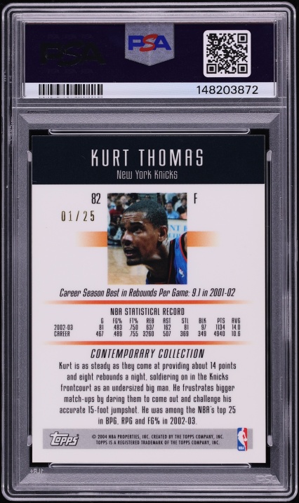 2003 Topps Contemporary Collection Gold Kurt Thomas 1/25 #82 PSA 9 MINT