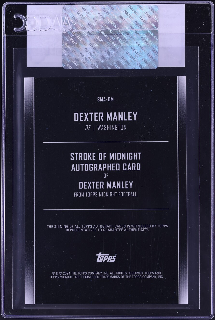 2024 Topps Midnight Stroke Of Dusk Dexter Manley AUTO /75 #SMA-DM CGC AUTH