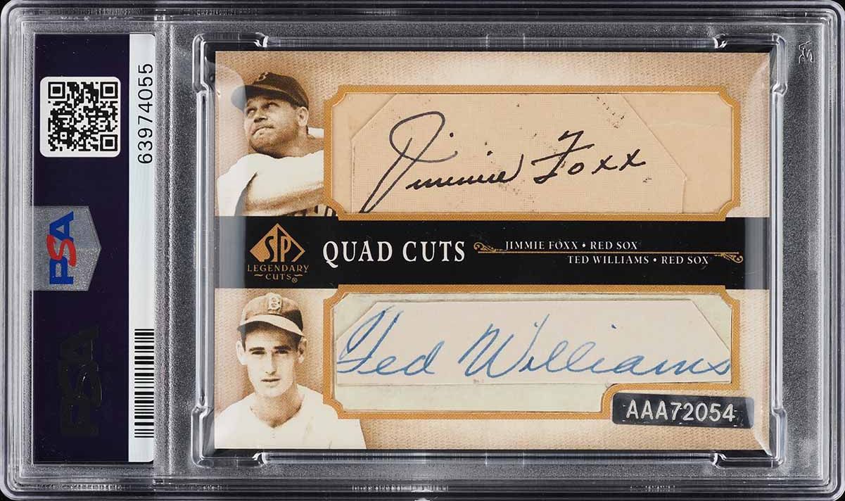 2005 SP Legendary Cuts Quad Babe Ruth Mickey Mantle Williams Foxx AUTO 1/1 PSA 8
