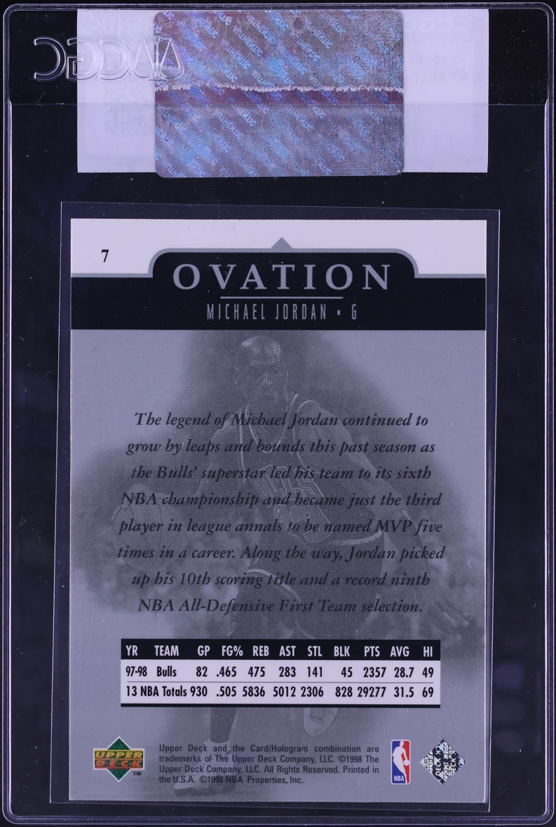 1998 Upper Deck Ovation Michael Jordan #7 CGC AUTH