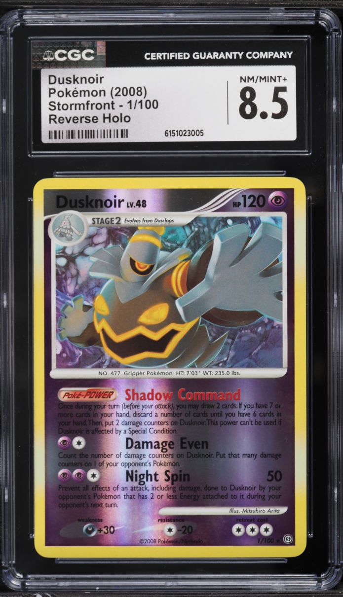 2008 Pokemon Diamond & Pearl Stormfront Reverse Holo Dusknoir #1 CGC 8.5 NM-MT+