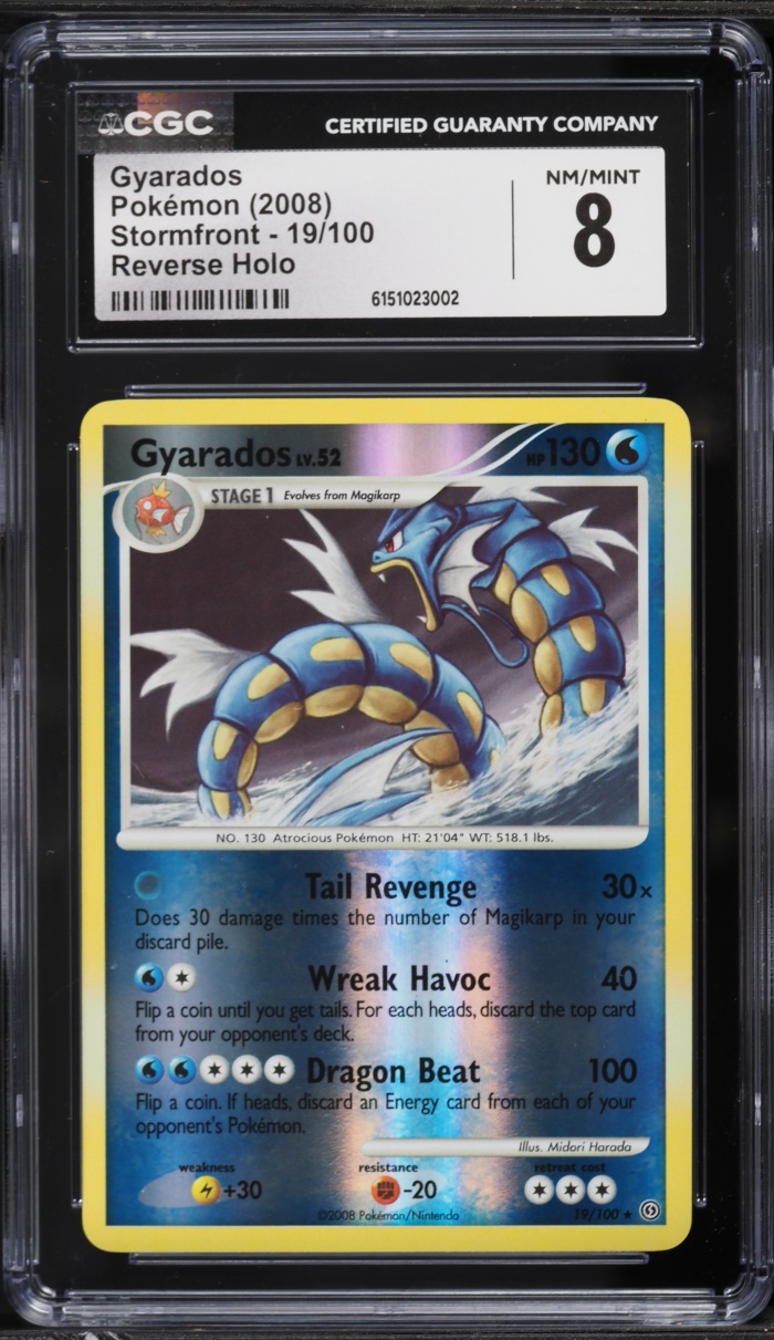 2008 Pokemon Diamond & Pearl Stormfront Reverse Holo Gyarados #19 CGC 8 NM-MT