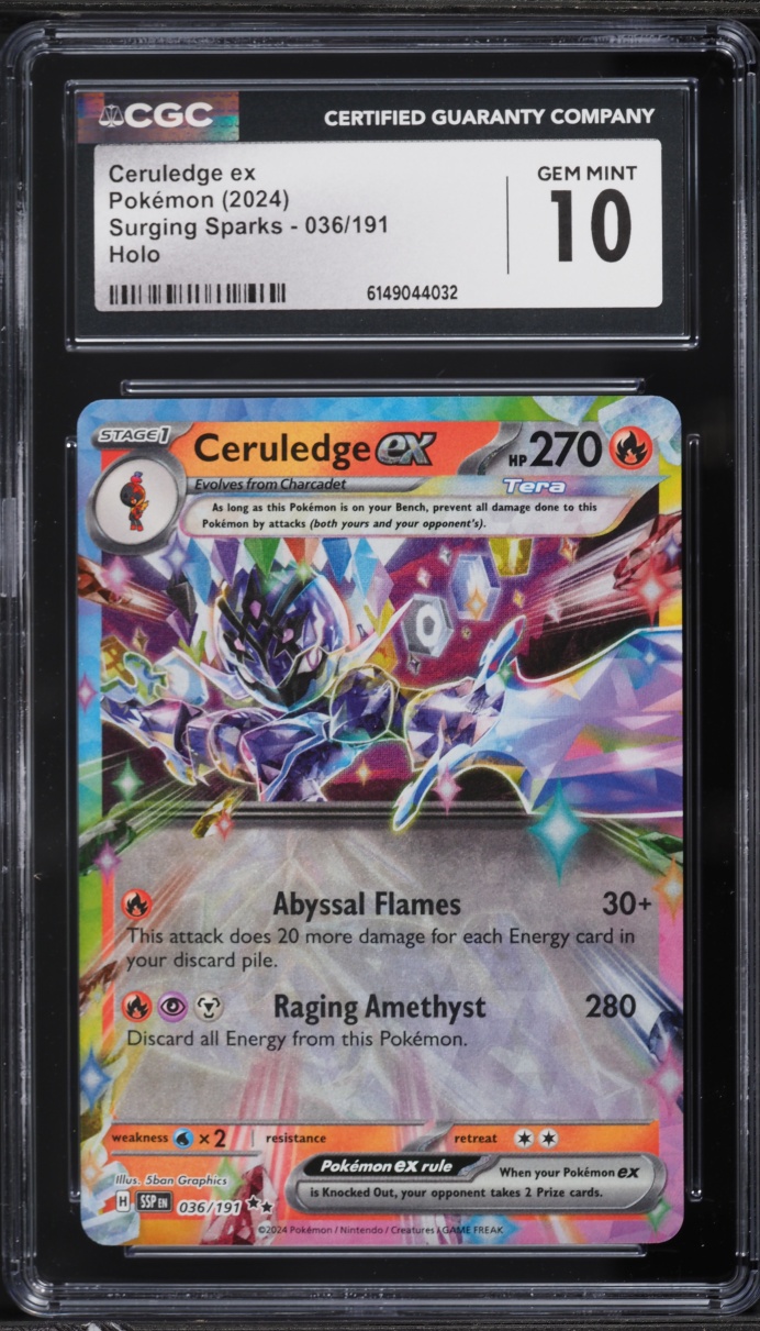 2024 Pokemon Scarlet & Violet Surging Sparks Holo Ceruledge ex #36 CGC 10 GEM MINT
