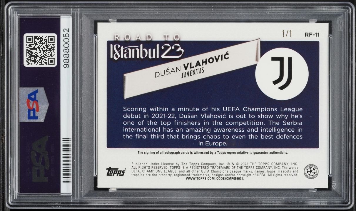 2022 Topps UEFA Road To Final Foilfractor Dusan Vlahovic AUTO 1/1 #RF-11 PSA 10 GEM MINT