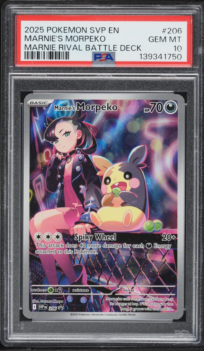 2025 Pokemon SV Promo Rival Battle Deck Full Art Marnie's Morpeko #206 PSA 10 GEM MINT