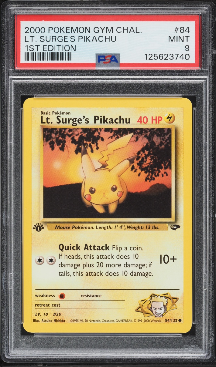 2000 Pokemon Gym Challenge 1st Edition Lt. Surge's Pikachu #84 PSA 9 MINT