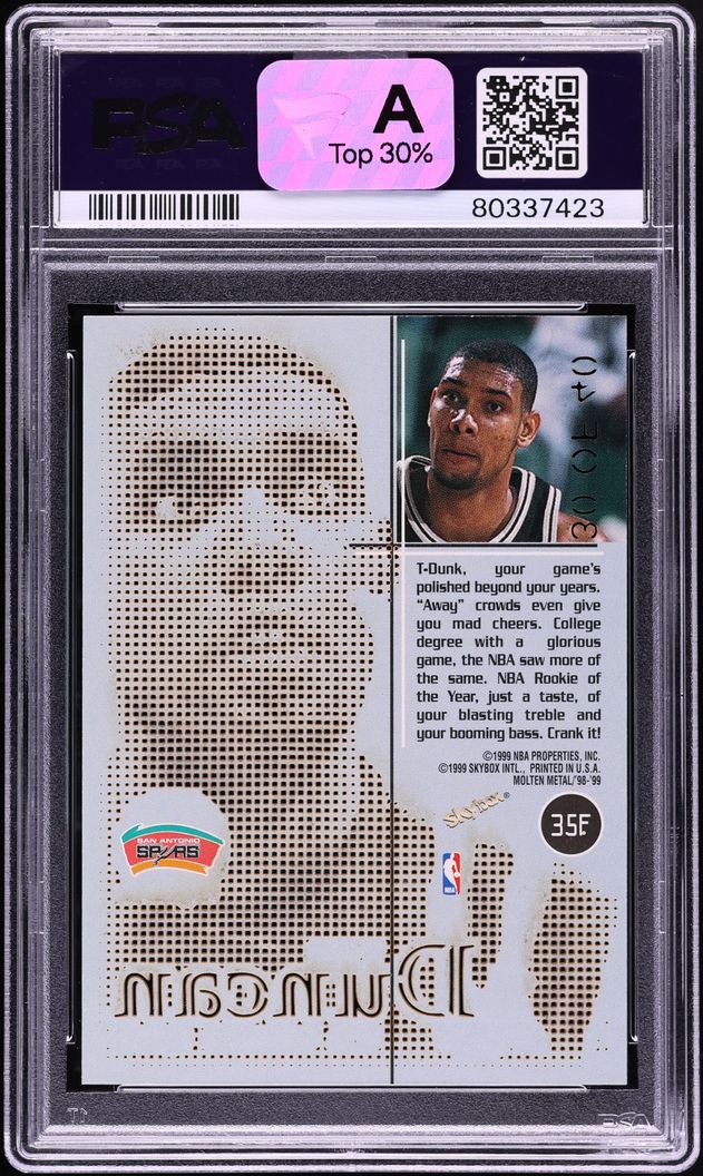 1998 Skybox Molten Metal Fusion Titanium Tim Duncan /40 #35F PSA 7 NRMT - Photo 2