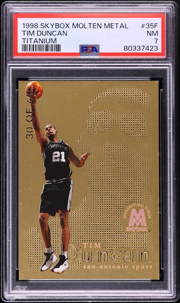 1998 Skybox Molten Metal Fusion Titanium Tim Duncan /40 #35F PSA 7 NRMT - Photo 1