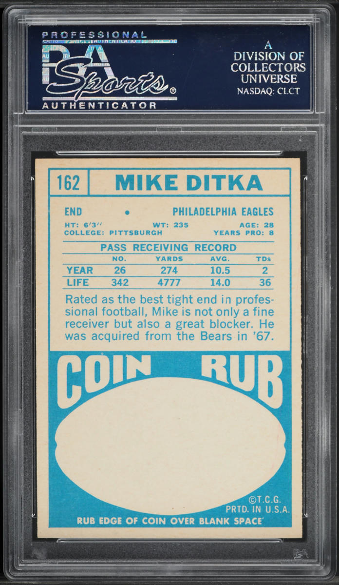 1968 Topps Football Mike Ditka #162 PSA 8 NM-MT
