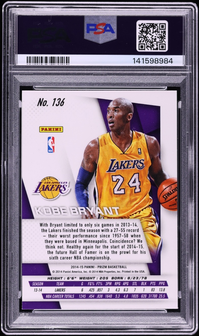 2014 Panini Prizm Kobe Bryant #136 PSA 9 MINT