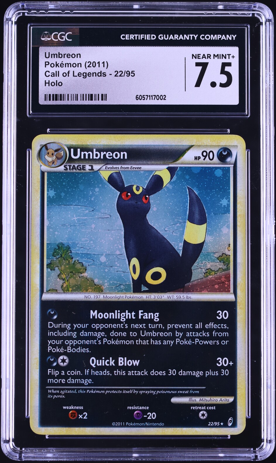 2011 Pokemon Call Of Legends Holo Umbreon #22 CGC 7.5 NRMT+