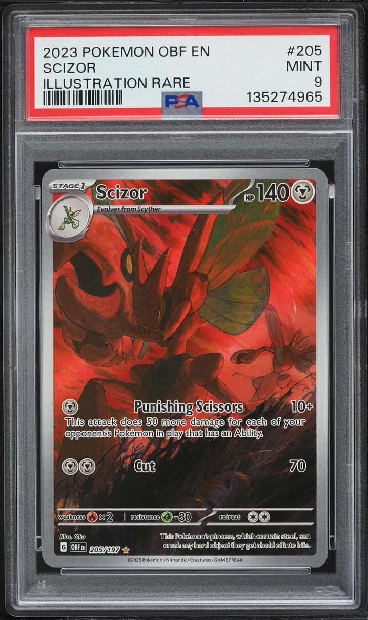 2023 Pokemon Scarlet & Violet Obsidian Flames IR Scizor #205 PSA 9 MINT