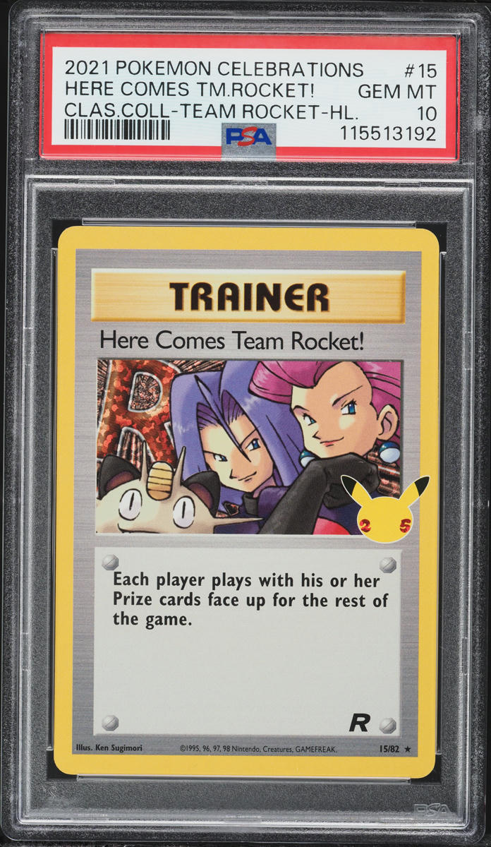 2021 Pokemon Sword & Shield Celebrations Holo Here Comes Team Rocket! #15 PSA 10 GEM MINT