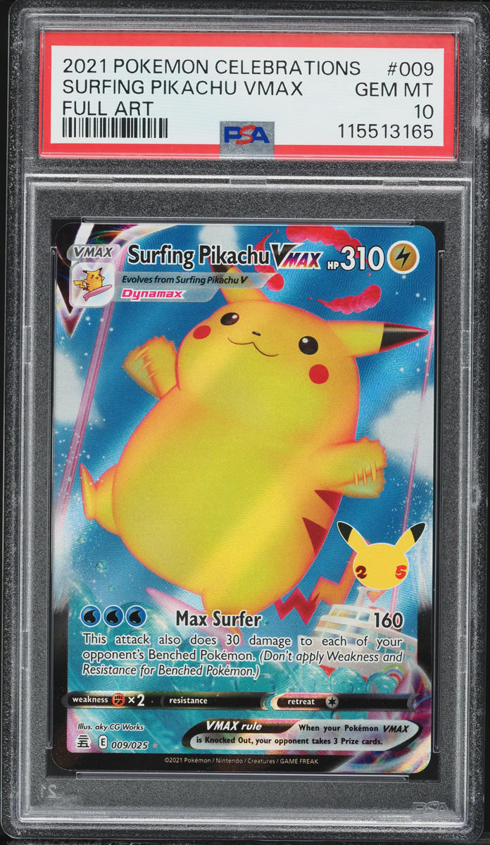 2021 Pokemon Sword & Shield Celebrations Surfing Pikachu VMAX #9 PSA 10 GEM MINT