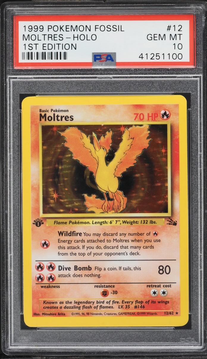 1999 Pokemon Fossil 1st Edition Holo Moltres #12 PSA 10 GEM MINT
