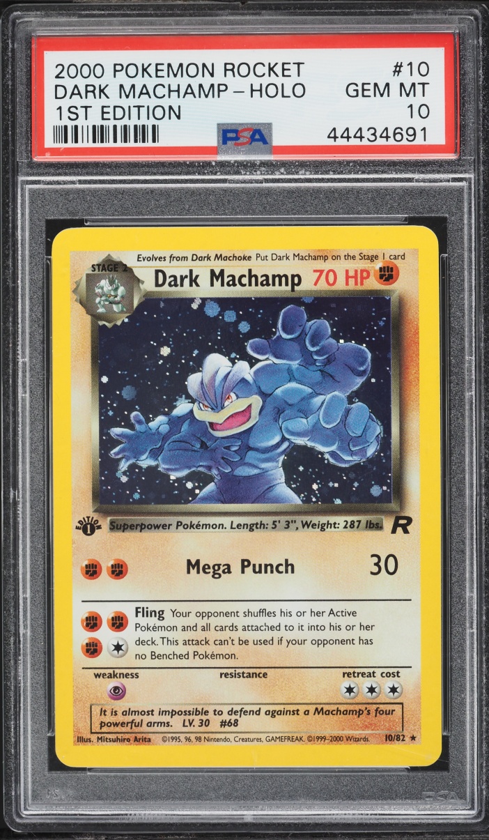 2000 Pokemon Team Rocket 1st Edition Holo Dark Machamp #10 PSA 10 GEM MINT